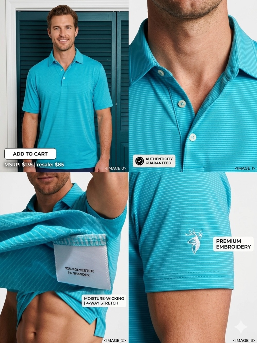 Peter Millar Summer Comfort Performance Polo Shirt Men's Large Blue Striped Golf